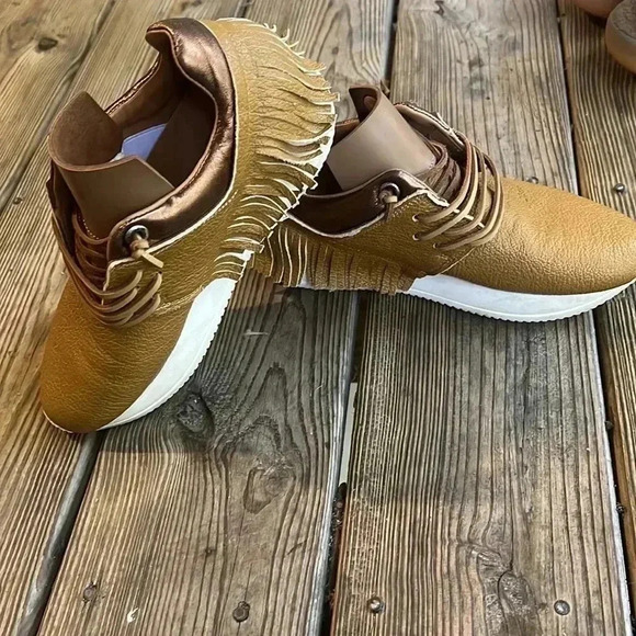 Esse Ut Esse Shoe Mustard & Brown Leather Fringe Sneaker Slip On Shoes 37/ 6.5-7 - Picture 8 of 11